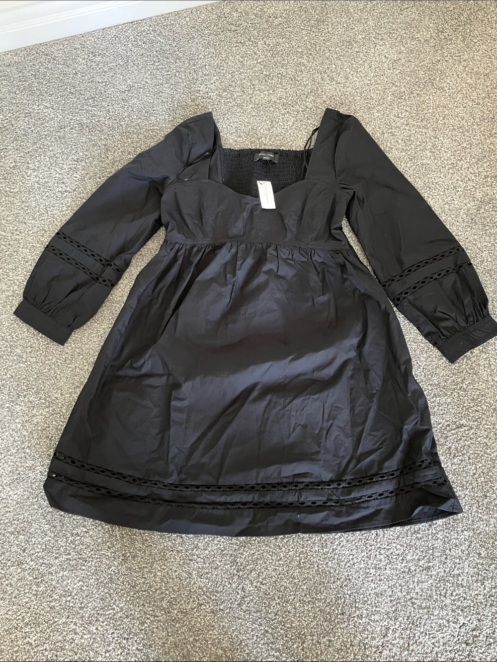 Banana Republic Black Puff-Sleeve Empire Waist Dress